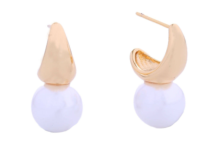 - 14K Pearl Moon Post Earrings - Gold - Cultured Cloths Apparel