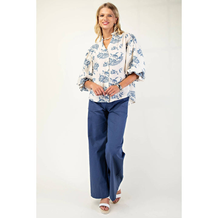 Women's 3/4 Sleeve - Balloon Sleeves Blouse - - Cultured Cloths Apparel