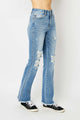 Denim - Judy Blue Full Size Distressed Raw Hem Bootcut Jeans -  - Cultured Cloths Apparel