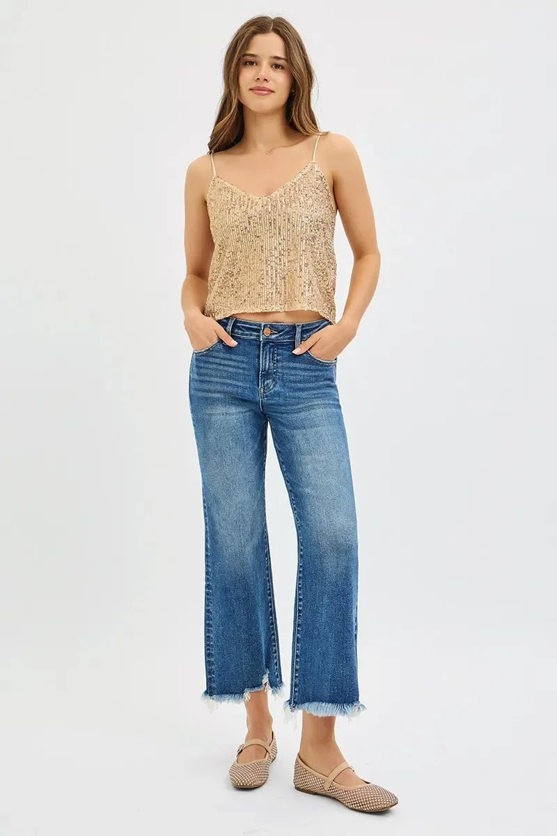Denim - RISEN Full Size Mid Rise Crop Straight Jeans - - Cultured Cloths Apparel