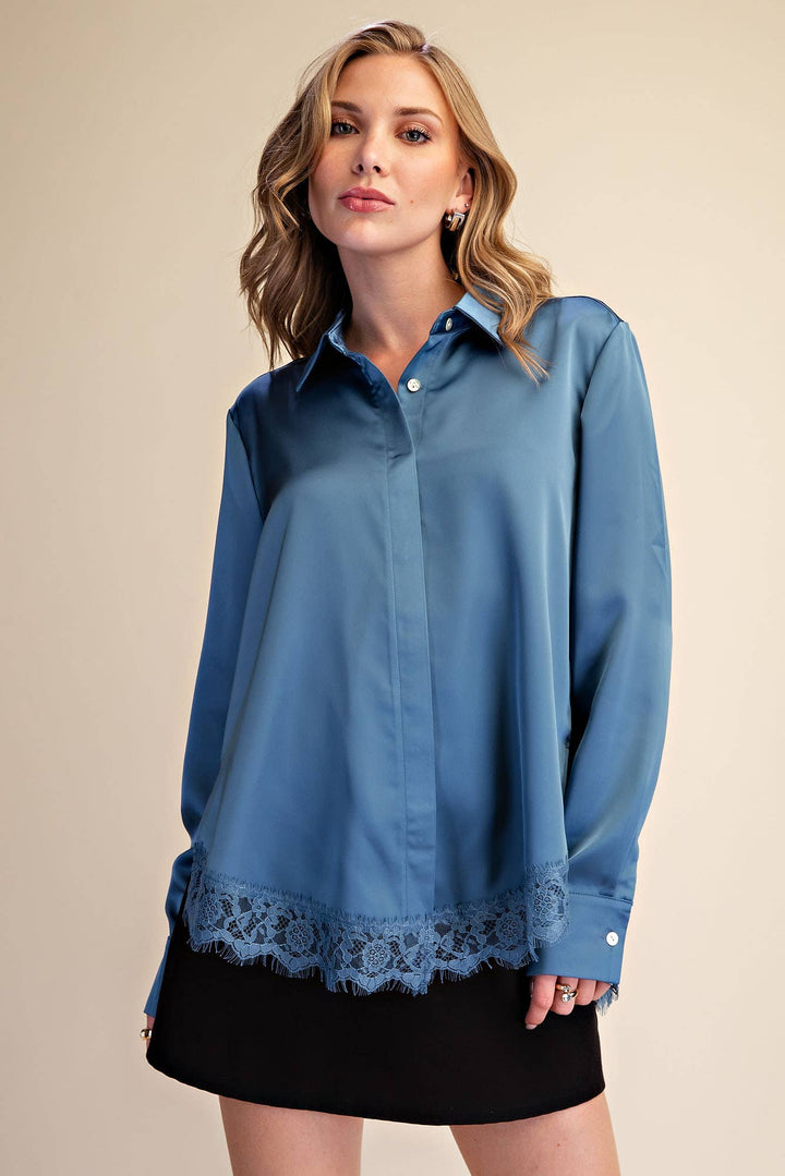 Lace Satin Effect Shirt