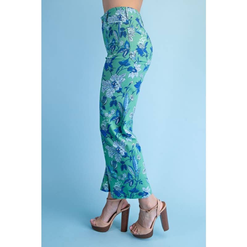 Pants - Floral Ankle Cropped Pants - - Cultured Cloths Apparel