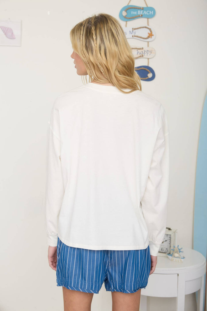 Graphic T-Shirts - BEACH COWGIRL LONG SLEEVE KNIT TOP - - Cultured Cloths Apparel