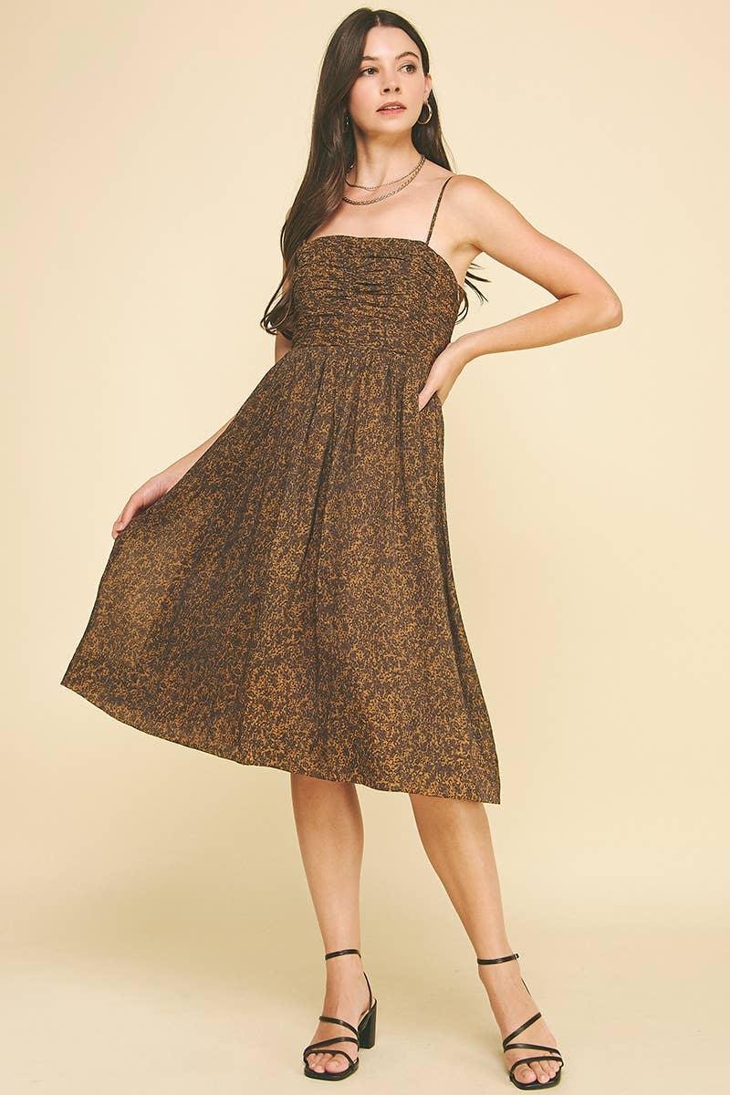 Women's Dresses - LEOPARD PRINT MIDI DRESS - - Cultured Cloths Apparel