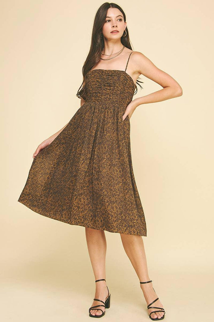 Women's Dresses - LEOPARD PRINT MIDI DRESS - - Cultured Cloths Apparel