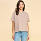 Women's Short Sleeve - Striped Basic Top - Taupe - Cultured Cloths Apparel