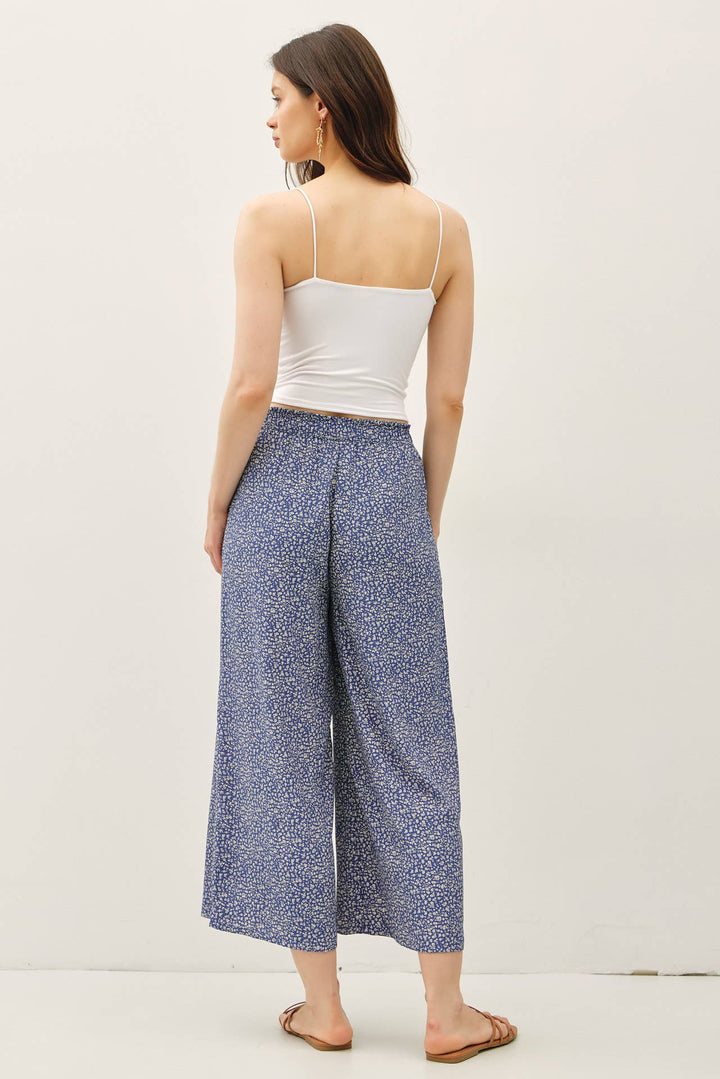 Pants - DITSY PRINTED CROP PANTS W/ ELASTIC WAISTBAND - - Cultured Cloths Apparel