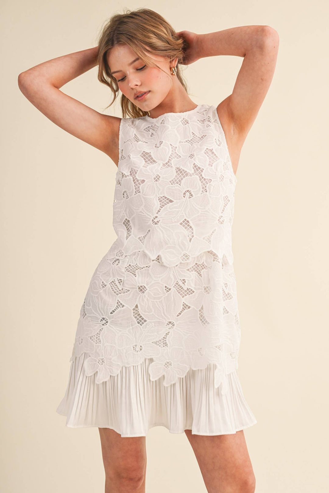 Dresses - TIERED FLORAL LACE FLOUNCE HEM MINI DRESS - - Cultured Cloths Apparel
