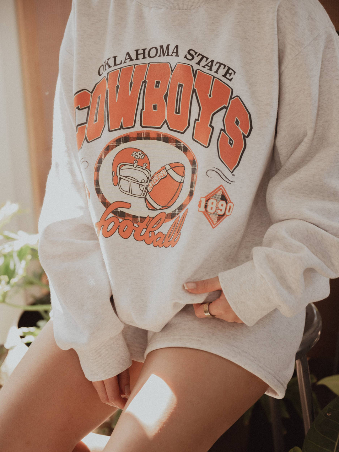 OSU Cowboys Gridiron Ash Gray Weekend Mock Neck Sweatshirt