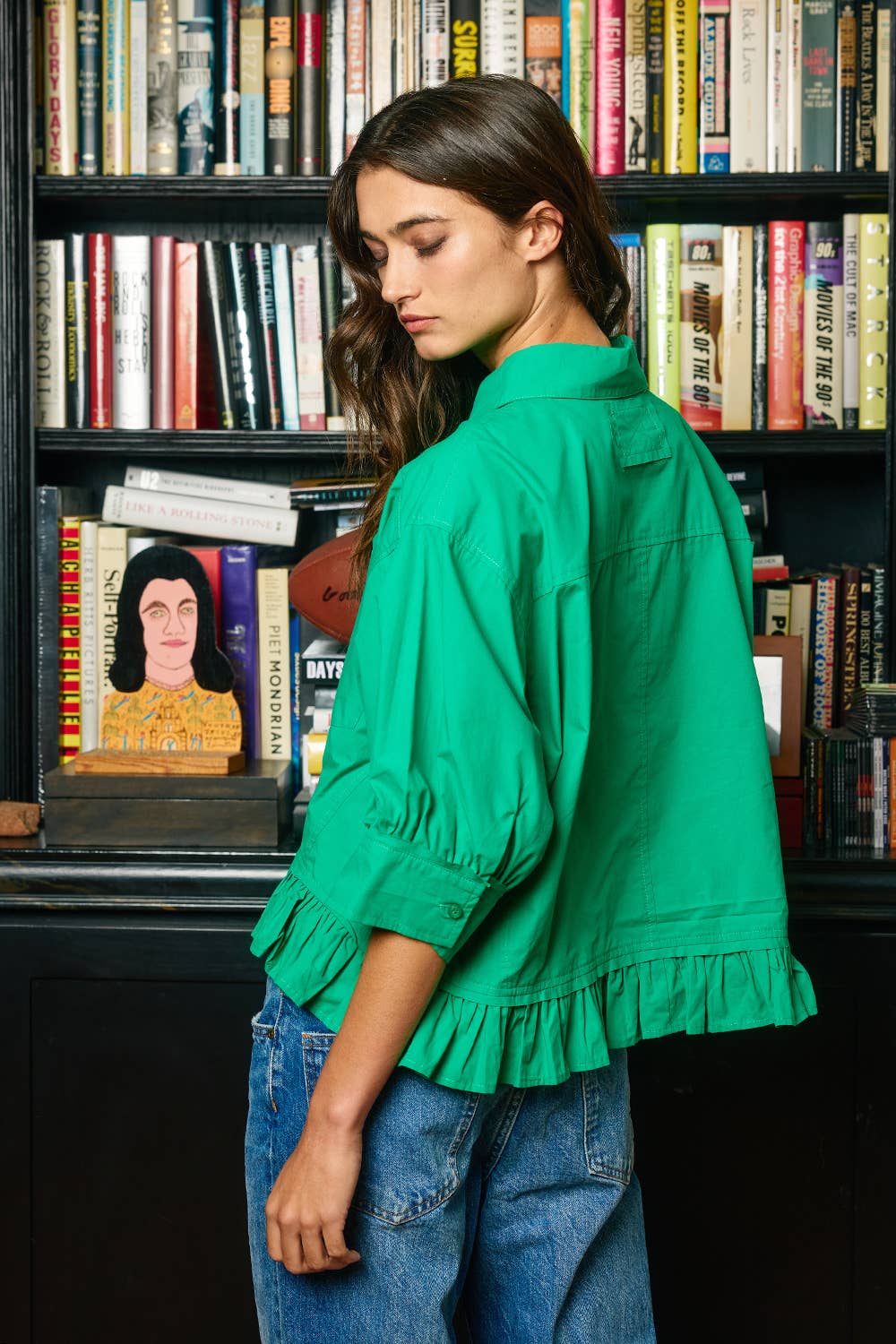 Women's Short Sleeve - Ruffled Hem Solid Poplin Blouse Shirt Top - - Cultured Cloths Apparel