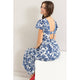 Women's Dresses - Floral Print Cutout Midi Dress - BLUE - Cultured Cloths Apparel