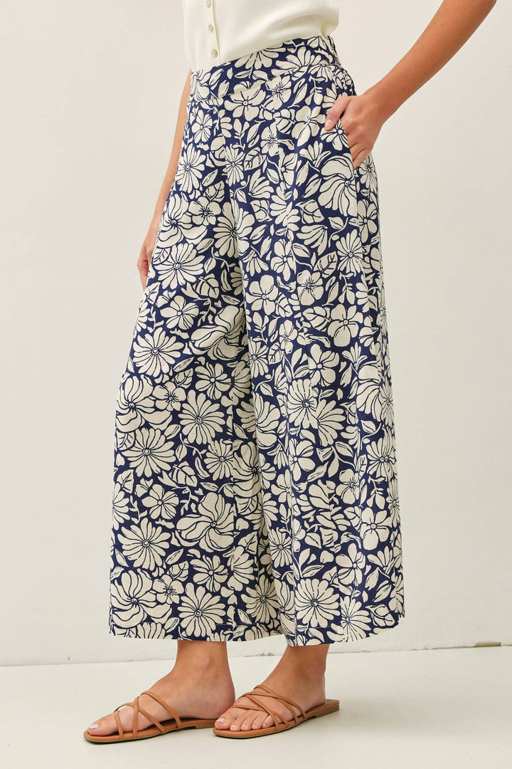 Pants - BLOOM WIDE LEG CROPPED PANTS - - Cultured Cloths Apparel