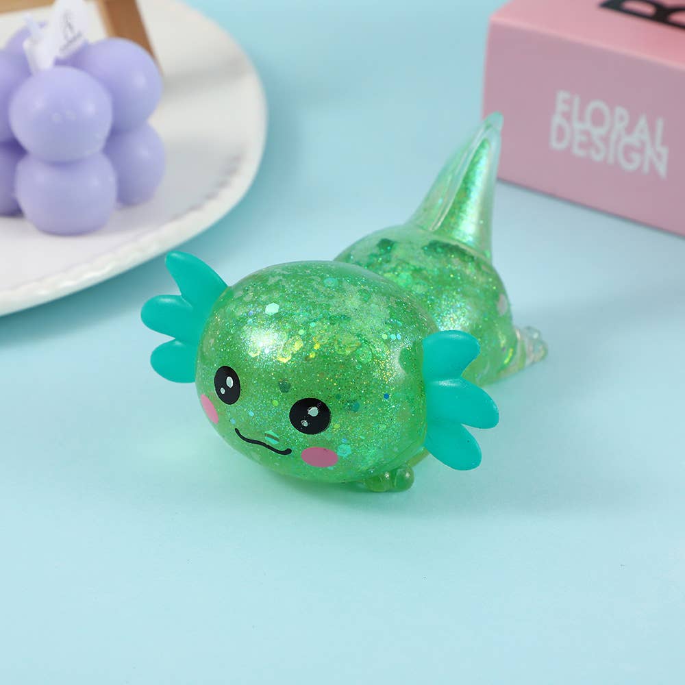 Accessories, Toys - Glitter Salamander Stress Relief Squishy Toy - Green - Cultured Cloths Apparel