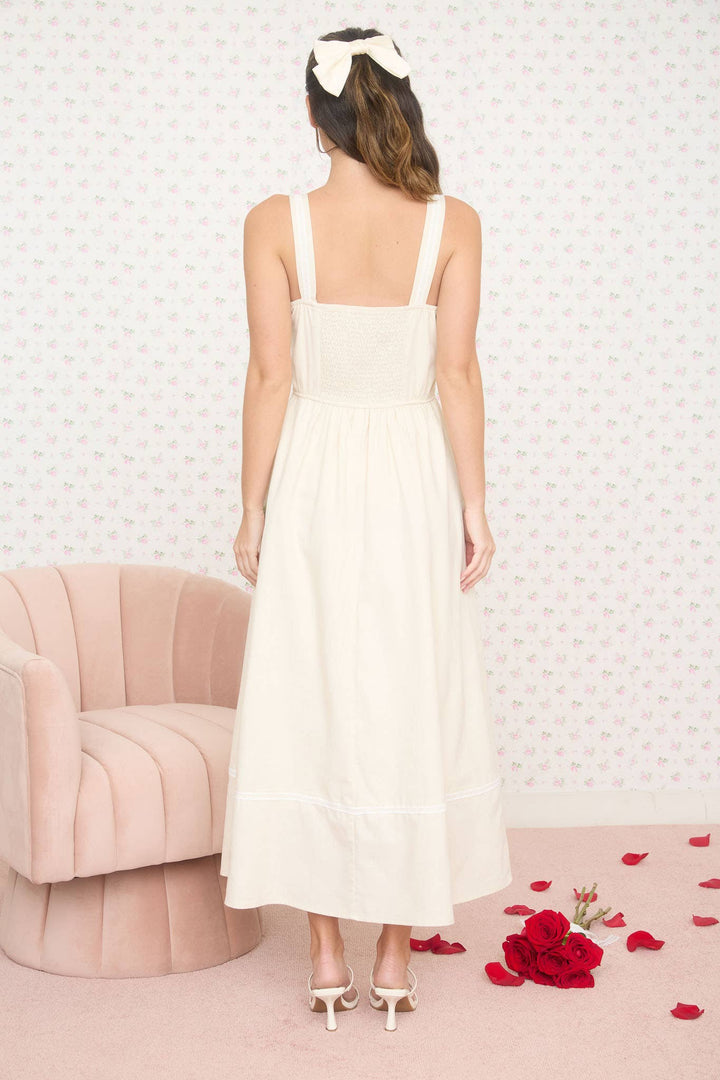 LINE LACE TRIM SLEEVELESS MIDI DRESS