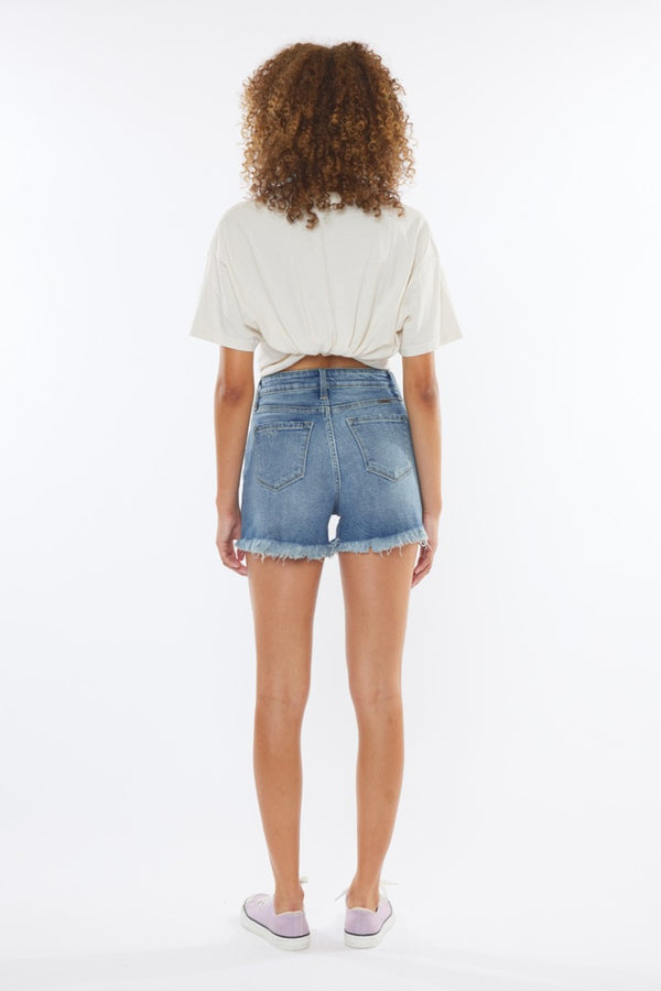 Women's Shorts - Kancan High Rise Frayed Hem Denim Shorts -  - Cultured Cloths Apparel