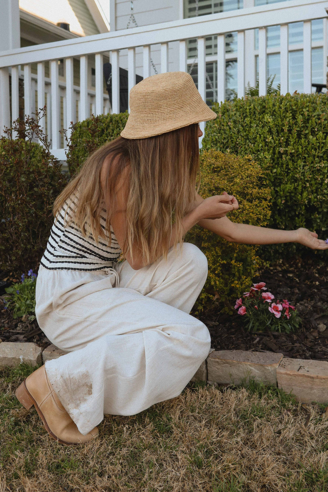 Women's Sleeveless - Striped Bonneville Knit Texture Top Oatmeal - - Cultured Cloths Apparel