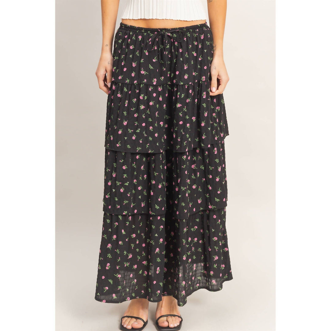 Tiered Floral Print Skirt