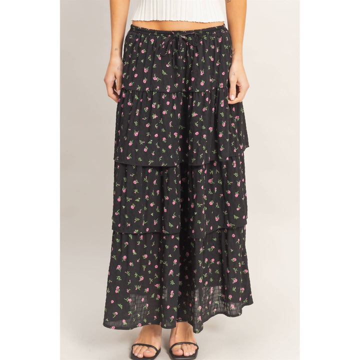 Tiered Floral Print Skirt