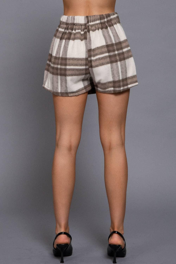Women's Skirts - Front Wrap Plaid Short Pants - - Cultured Cloths Apparel