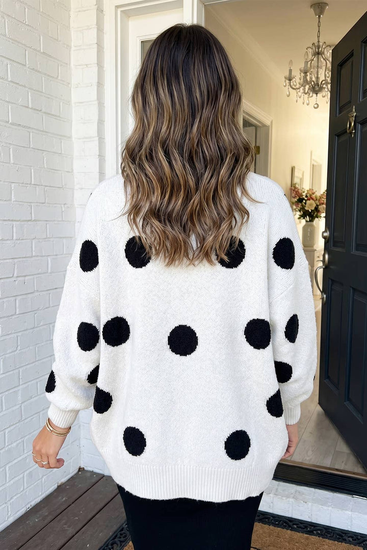 Cardigans - LAS Polka Dot Oversized Button Front Cardigan (S-XL) - - Cultured Cloths Apparel