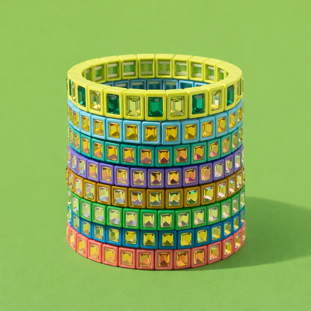 Accessories, Bracelets - Enamel Stretch Bracelet - Small Gems - Penelope - - Cultured Cloths Apparel