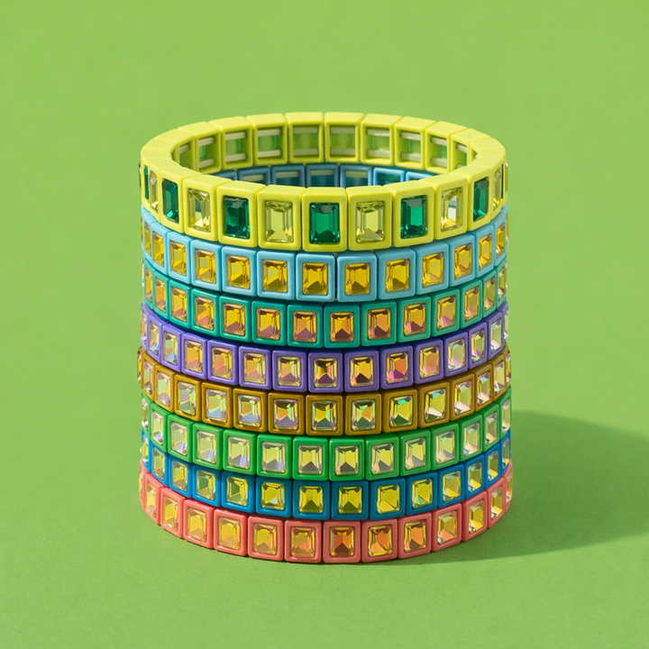 Accessories, Bracelets - Enamel Stretch Bracelet - Small Gems - Penelope - - Cultured Cloths Apparel