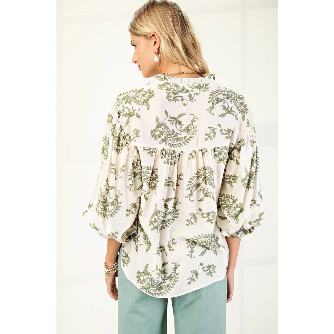 Women's 3/4 Sleeve - Balloon Sleeves Blouse - - Cultured Cloths Apparel