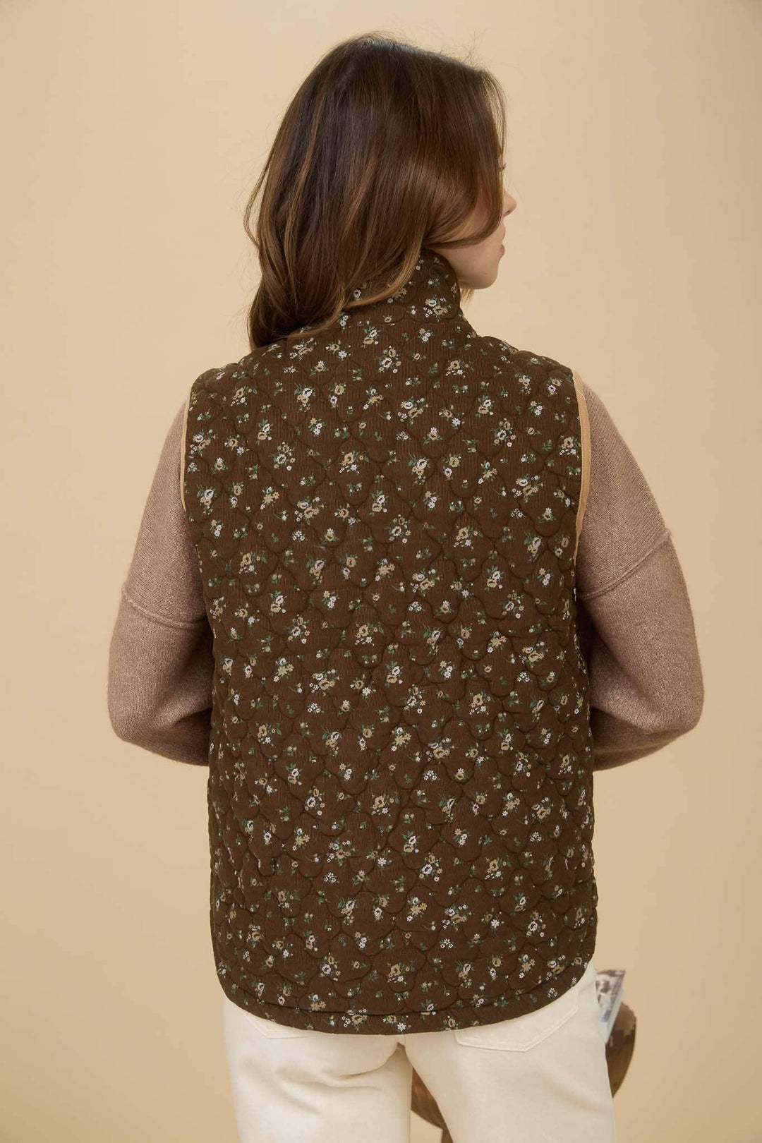 Outerwear - FLORAL QUILTED ZIP-UP PUFFER VEST - - Cultured Cloths Apparel
