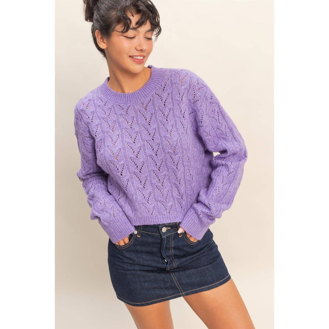 Women's Sweaters - Cropped Cable Knit Sweater - - Cultured Cloths Apparel