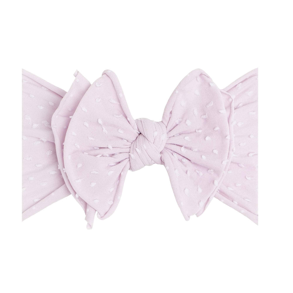 Accessories - Baby Bling® Shabby Dot FAB-BOW-LOUS® soft nylon bow headband - Thistle/White dot - Cultured Cloths Apparel