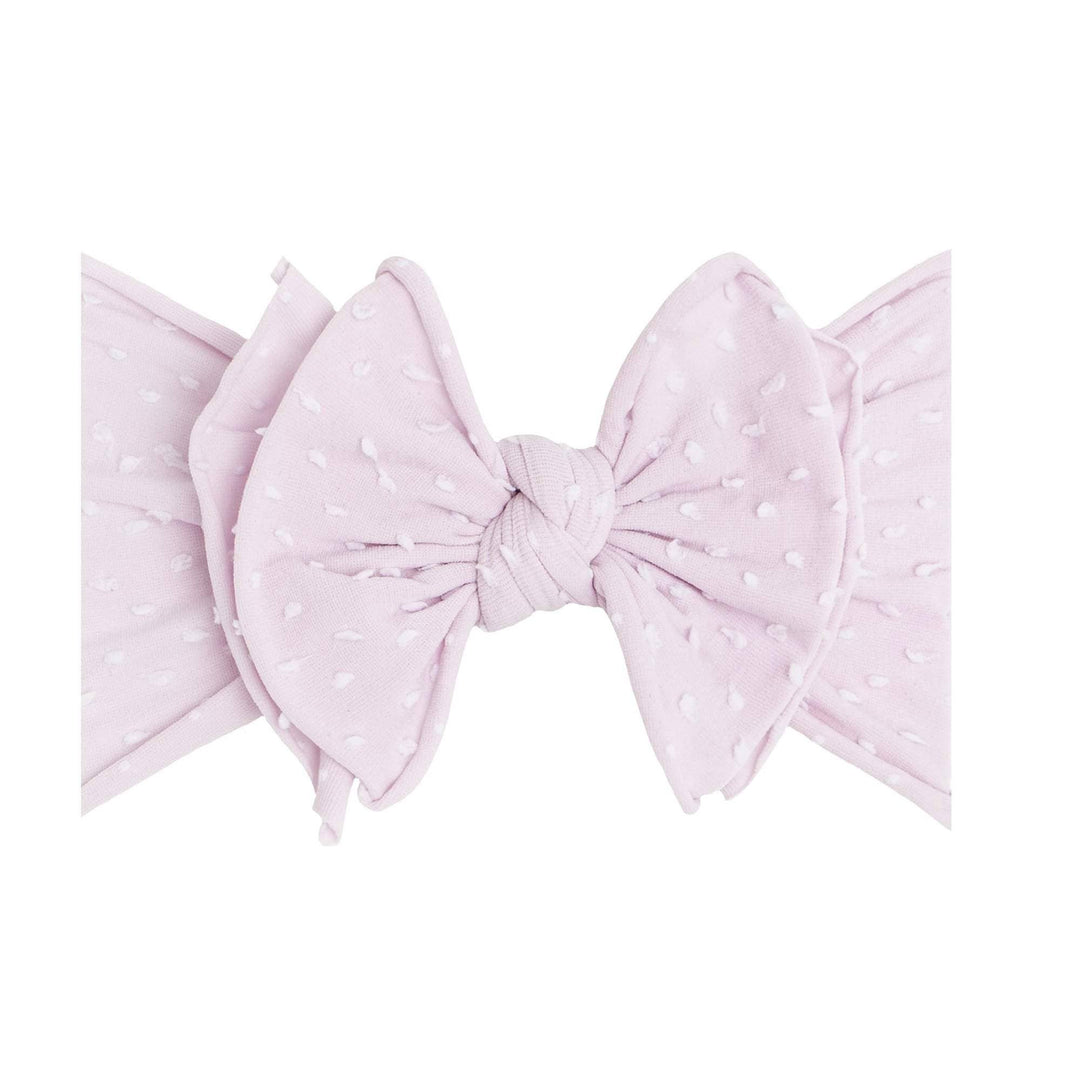 Accessories - Baby Bling® Shabby Dot FAB-BOW-LOUS® soft nylon bow headband - Thistle/White dot - Cultured Cloths Apparel