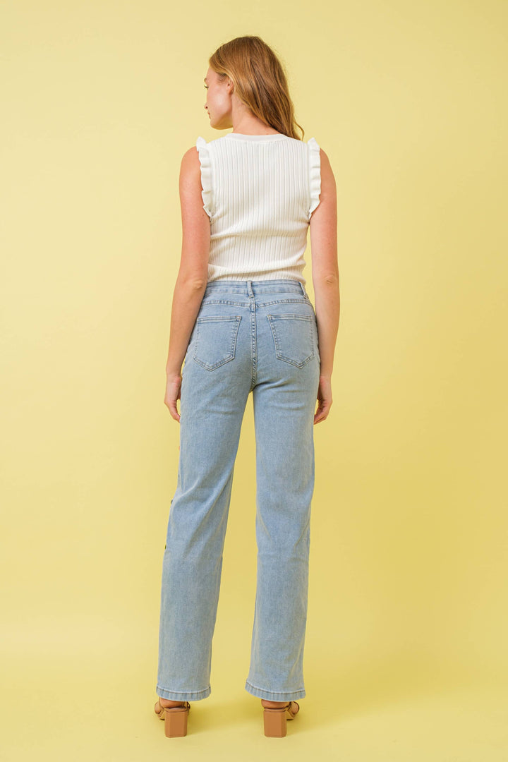 Denim - 23989P Mid Rise Rainbow Jewel Embellished Denim Jeans - - Cultured Cloths Apparel