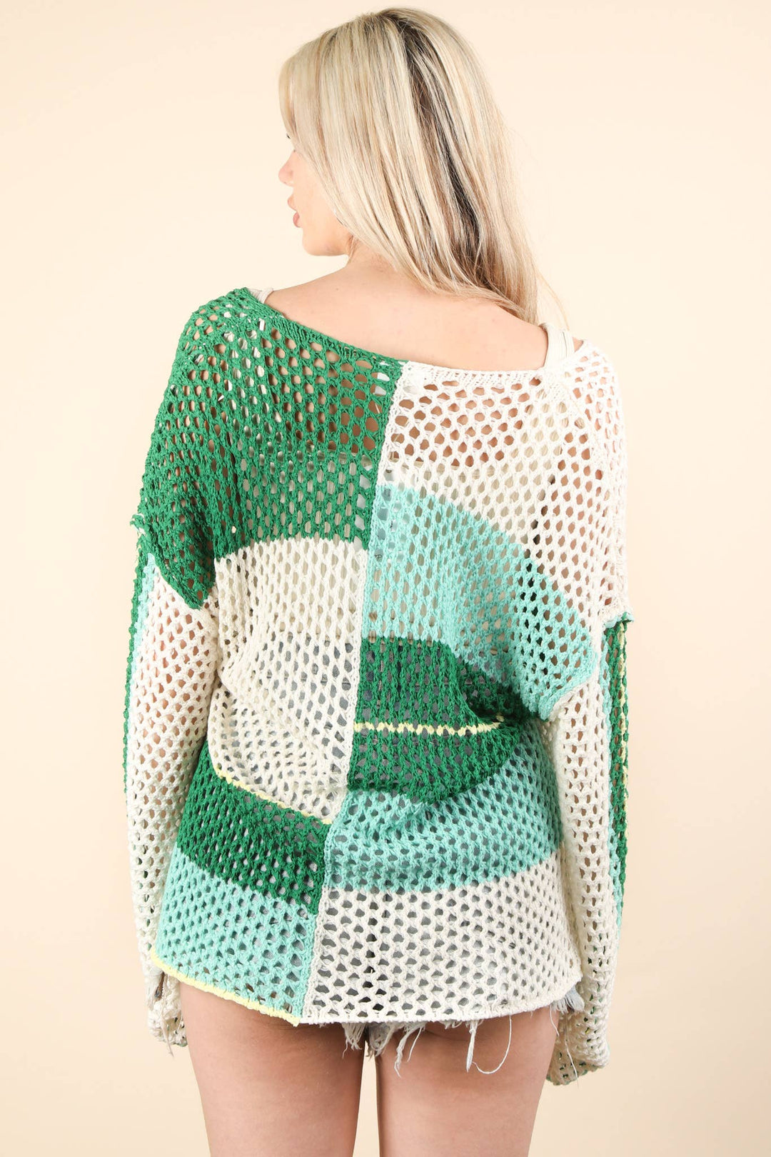 Sweaters & Outerwear - Color Block Oversized Summer Knit Sweater Top - - Cultured Cloths Apparel