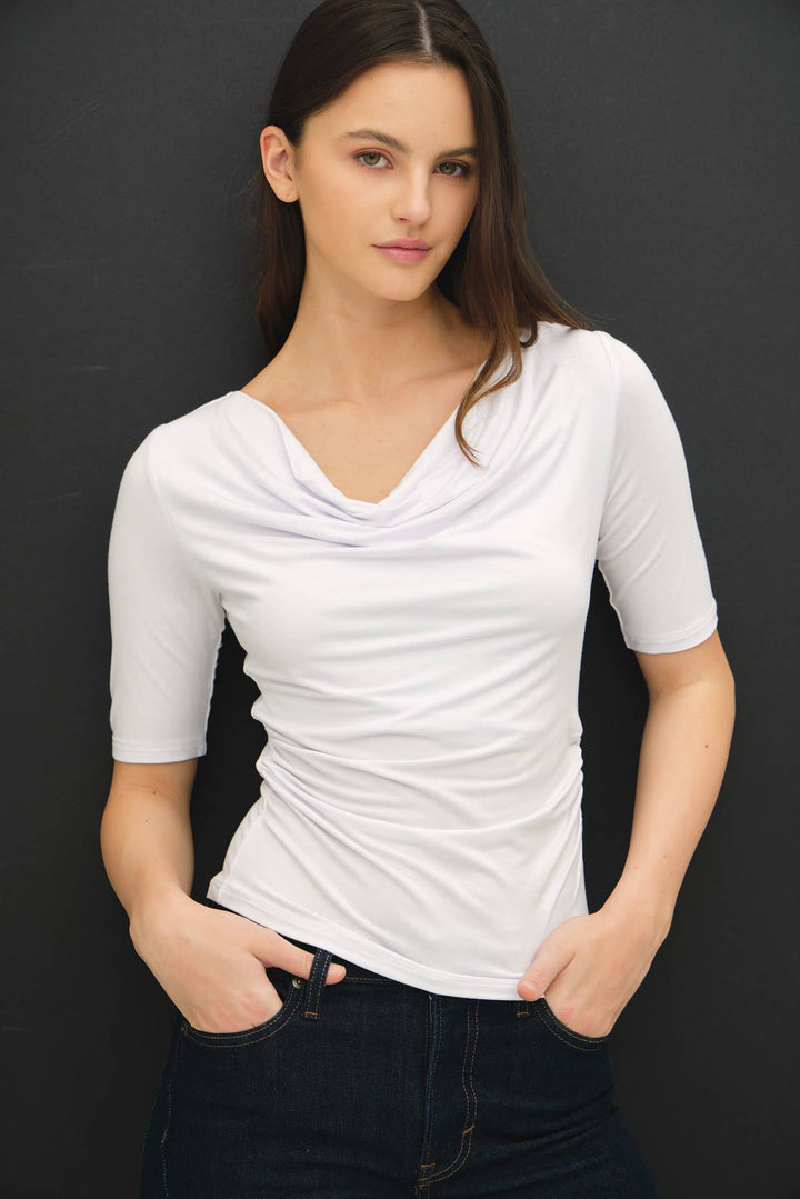 COWL NECK 3/4 SLEEVE TOP