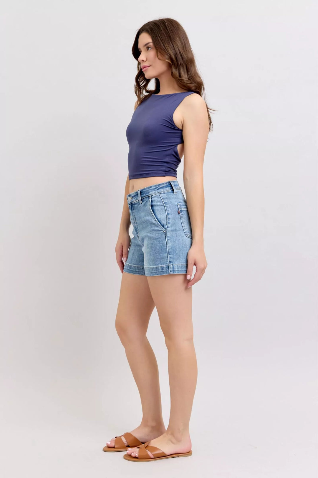 Women's Shorts - Judy Blue Mid Rise Denim Shorts - - Cultured Cloths Apparel
