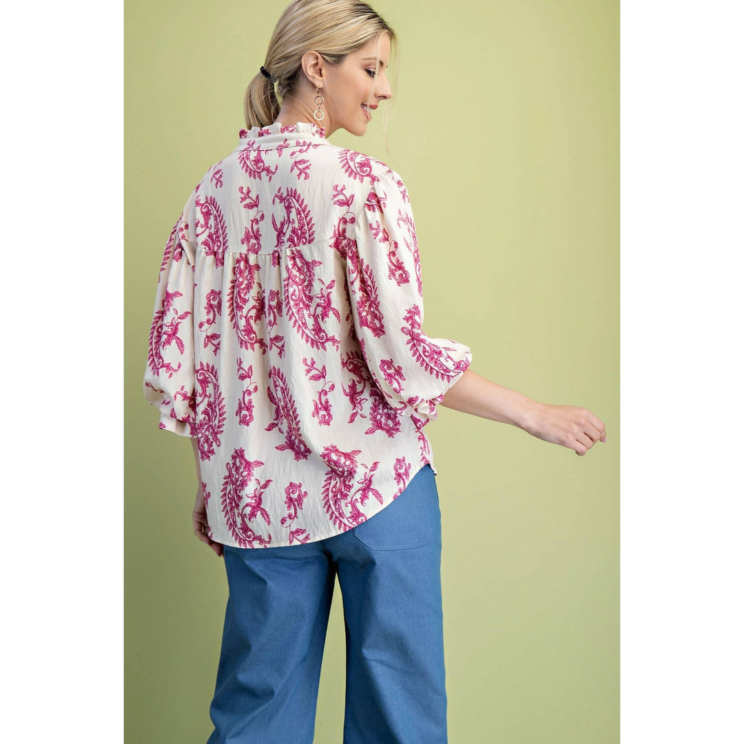Women's 3/4 Sleeve - Balloon Sleeves Blouse - - Cultured Cloths Apparel