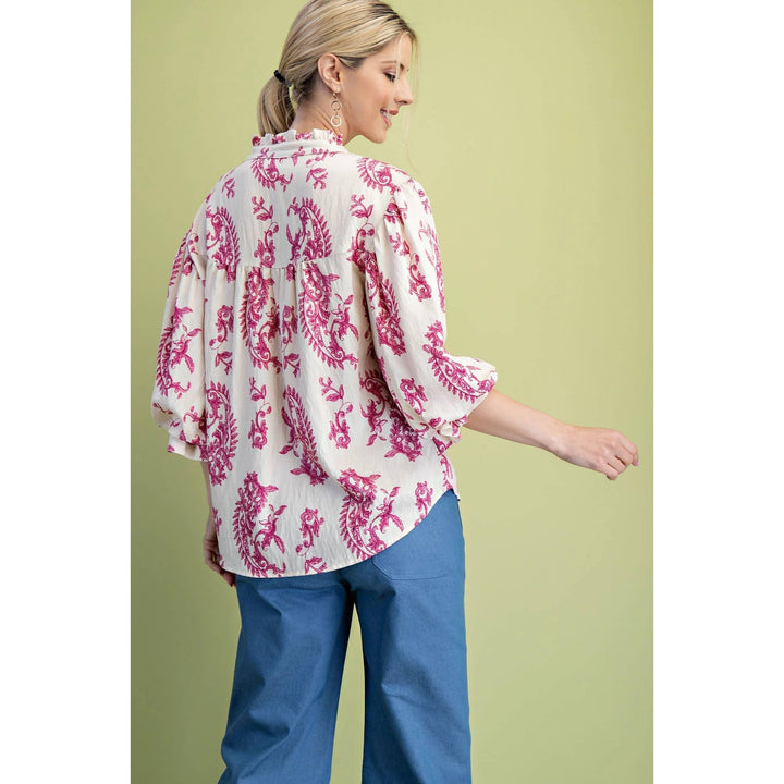 Women's 3/4 Sleeve - Balloon Sleeves Blouse - - Cultured Cloths Apparel