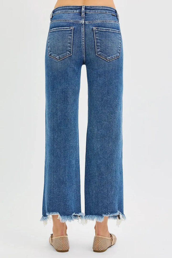Denim - RISEN Full Size Mid Rise Crop Straight Jeans - - Cultured Cloths Apparel