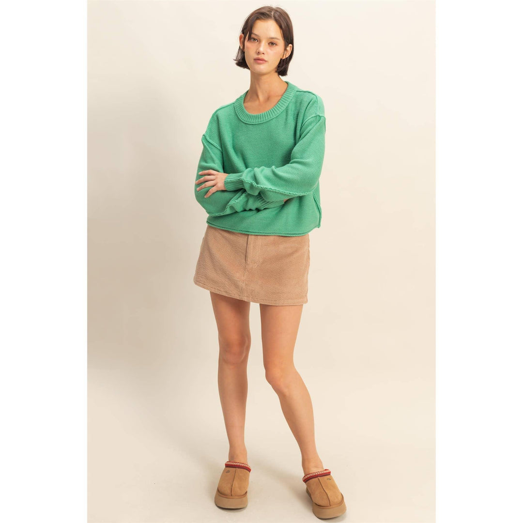 Flirty Corduroy Mid Waist Mini Skort
