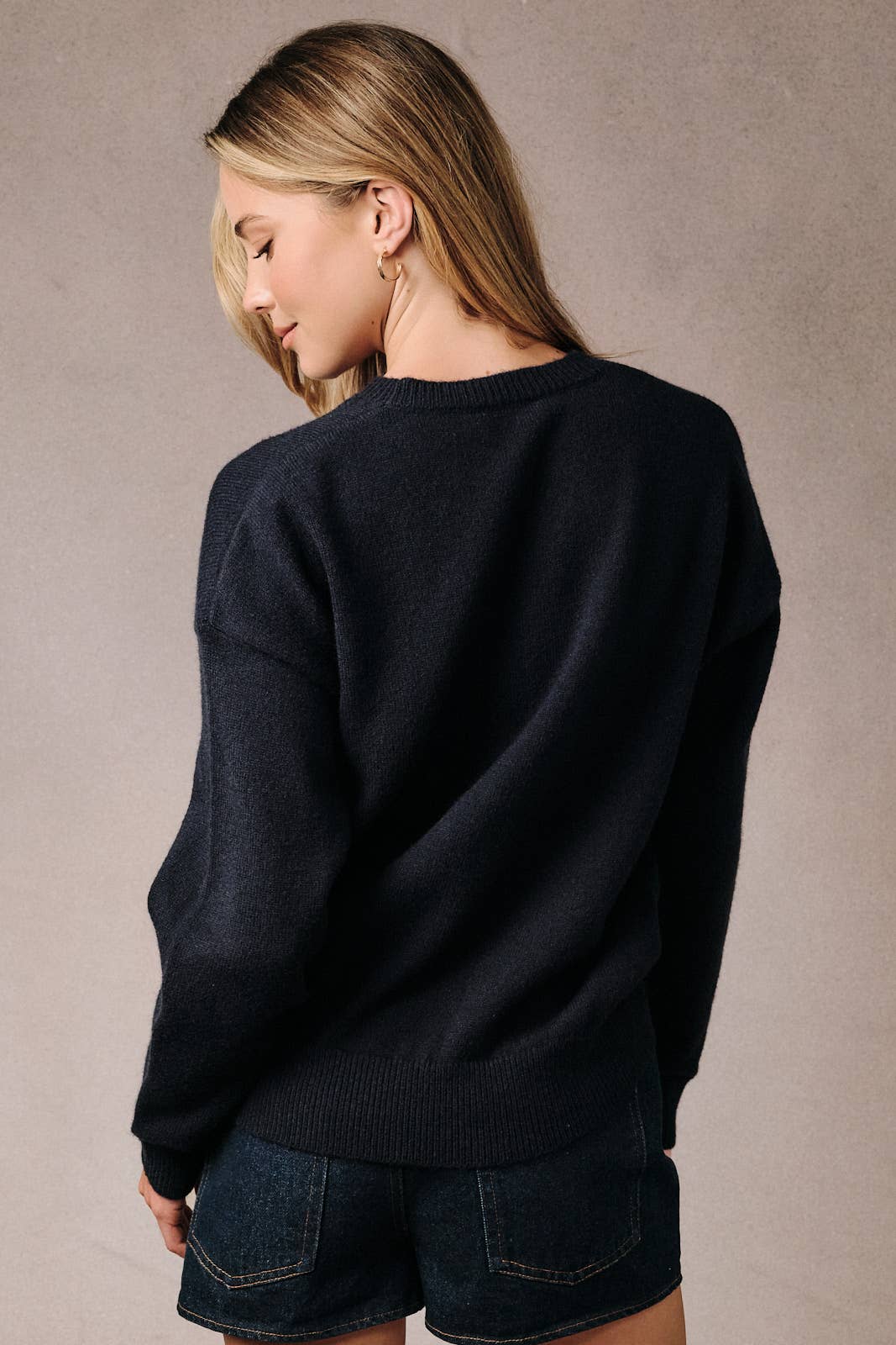 Round Neck Paisley Dog Graphic Long Sleeve Knit Sweater