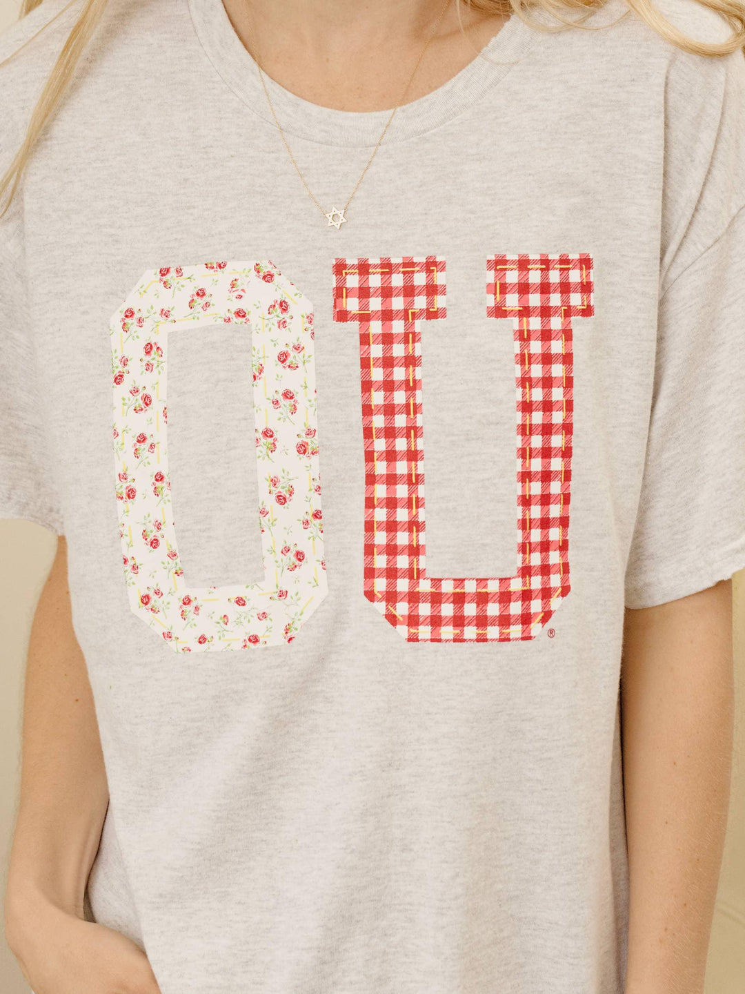 Graphic T-Shirts - OU Oklahoma Sooners Quilted Puff Ink Ash Gray Thrifted Tee - - Cultured Cloths Apparel