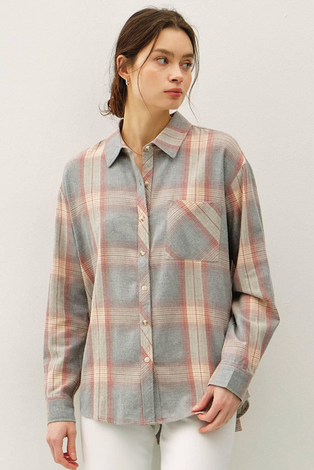 COTTON 100 CLASSIC  FADED PLAID SHIRT