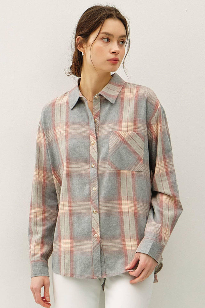 COTTON 100 CLASSIC  FADED PLAID SHIRT