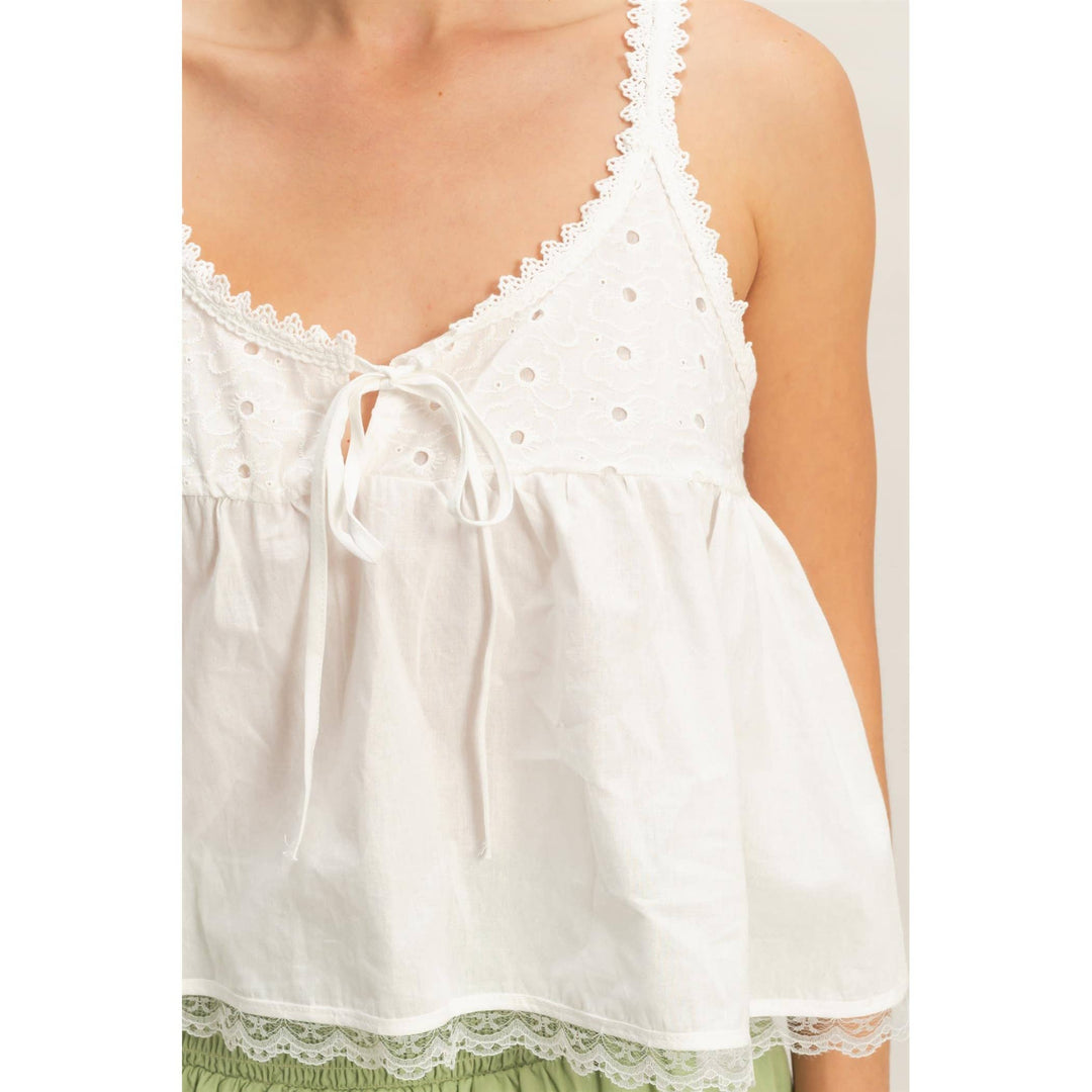 Scalloped Lace Trim Tank Top