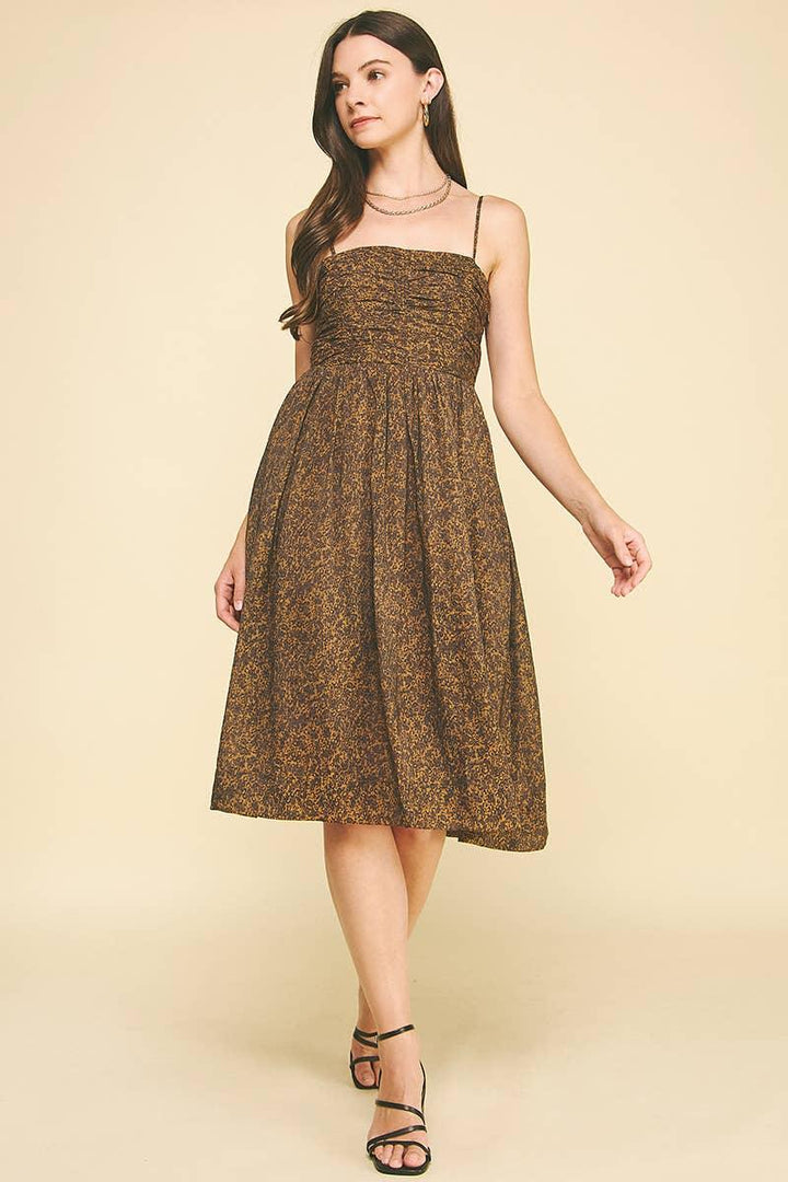 Women's Dresses - LEOPARD PRINT MIDI DRESS - - Cultured Cloths Apparel
