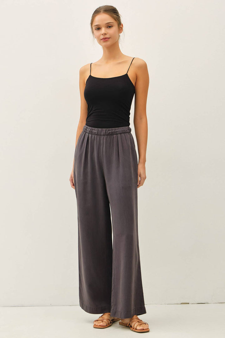 Pants - SAND WASHED FLOWY TENCEL WIDE LEG PANTS - - Cultured Cloths Apparel