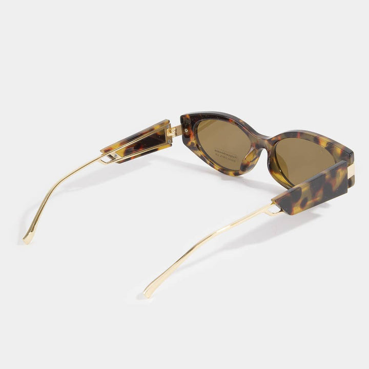 Slim Retro Oval Cat Eye Metal Brow Sunglasses