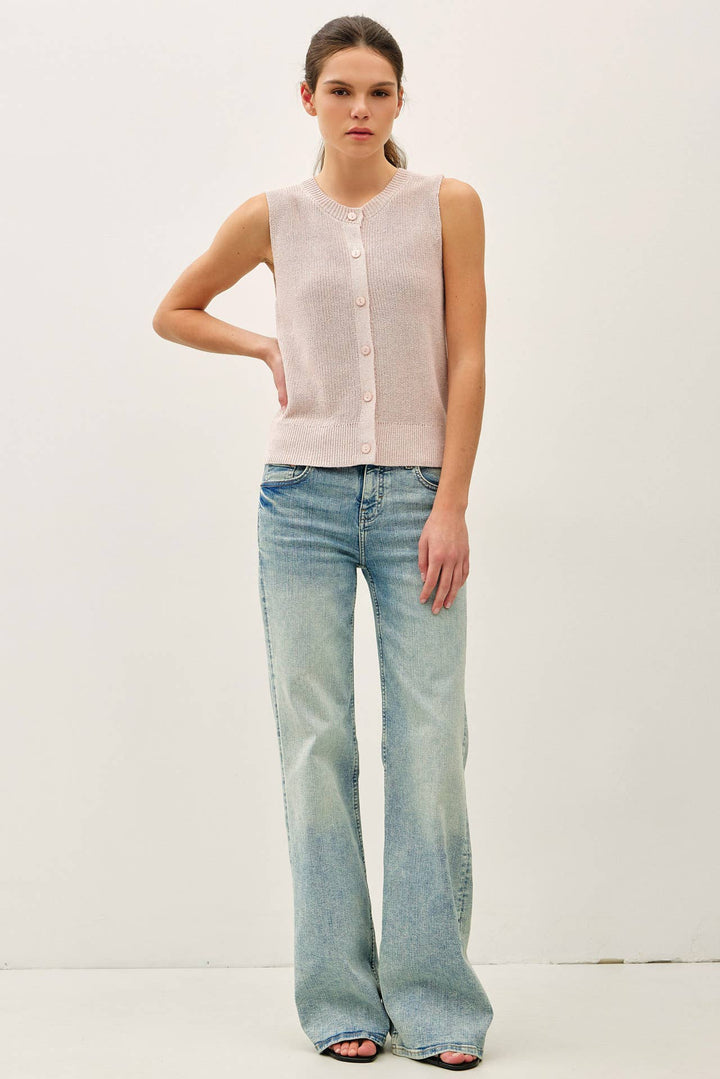 Women's Sleeveless - LIGHT WEIGHT BUTTON UP SWEATER VEST - - Cultured Cloths Apparel