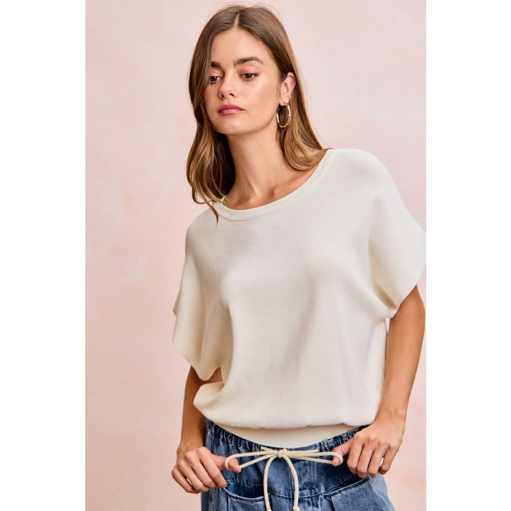 Women's Short Sleeve - SHORT DOLMAN SLEEVES LIGHTWEIGHT SOFT KNIT TOP - - Cultured Cloths Apparel