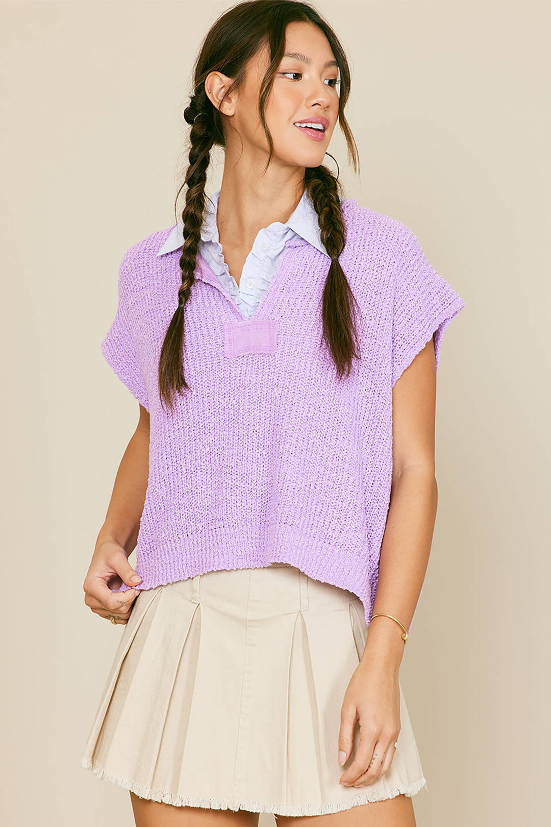 - All-season Lightweight sweater - lavender - Cultured Cloths Apparel